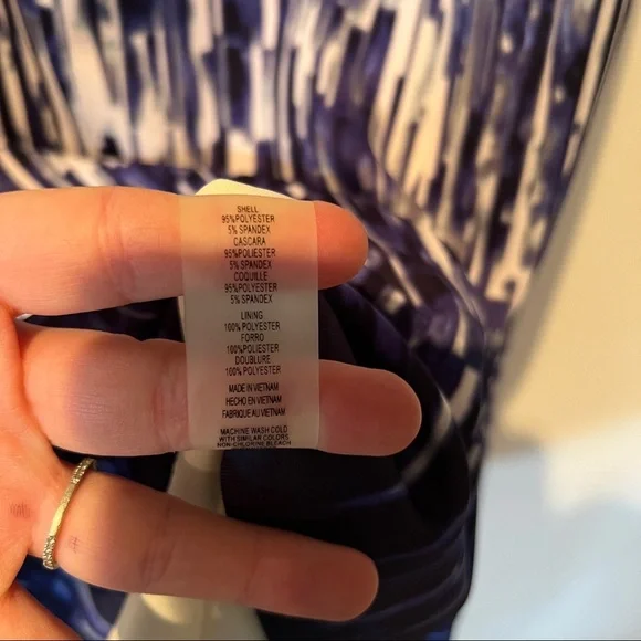 Vince Camuto Sleeveless Zip Closure Blue Abstract Print Career Dress - Picture 7 of 10